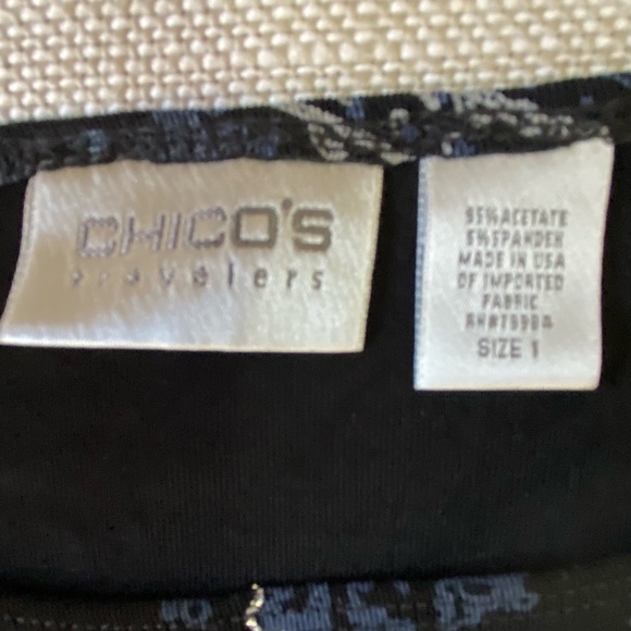 Chico's Travellers Black/Blue Silver Glitter Festive Holiday Tank Top- Sz- M - Picture 11 of 14